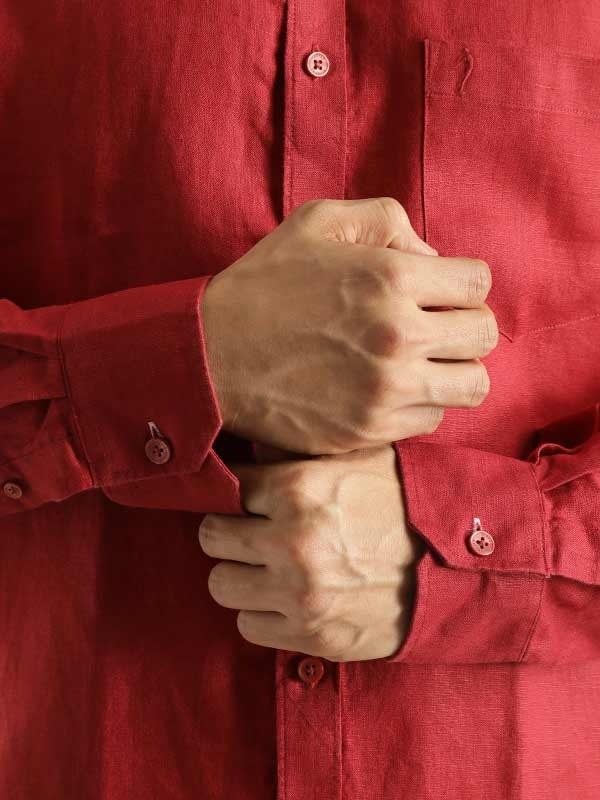 Indian Terrain Men Solid Red Shirt
